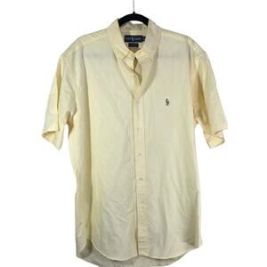 VTG Ralph Lauren Light Yellow Blake 100% Cotton Button Up Short Sleeve Men's MED